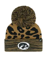 Women's '47 Brand Brown Iowa Hawkeyes Rosette Cuffed Knit Hat with Pom