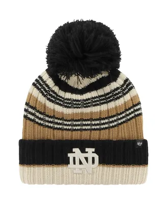 Women's '47 Brand Khaki Notre Dame Fighting Irish Barista Cuffed Knit Hat with Pom