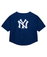 Women's Mitchell & Ness Navy New York Yankees Cooperstown Collection Crop T-shirt