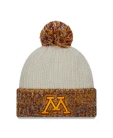 Women's New Era Cream Minnesota Golden Gophers Fresh Cuffed Knit Hat with Pom