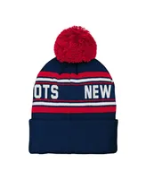 Youth Boys and Girls Navy New England Patriots Jacquard Cuffed Knit Hat with Pom