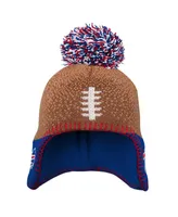 Preschool Boys and Girls Brown Buffalo Bills Football Head Knit Hat with Pom