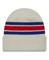 Men's New Era Cream Distressed New England Patriots Gridiron Classics Vintage-Like Cuffed Knit Hat