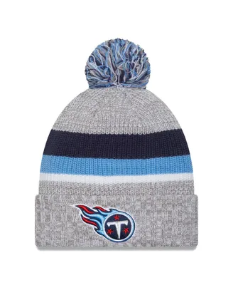 Men's New Era Heather Gray Tennessee Titans Cuffed Knit Hat with Pom