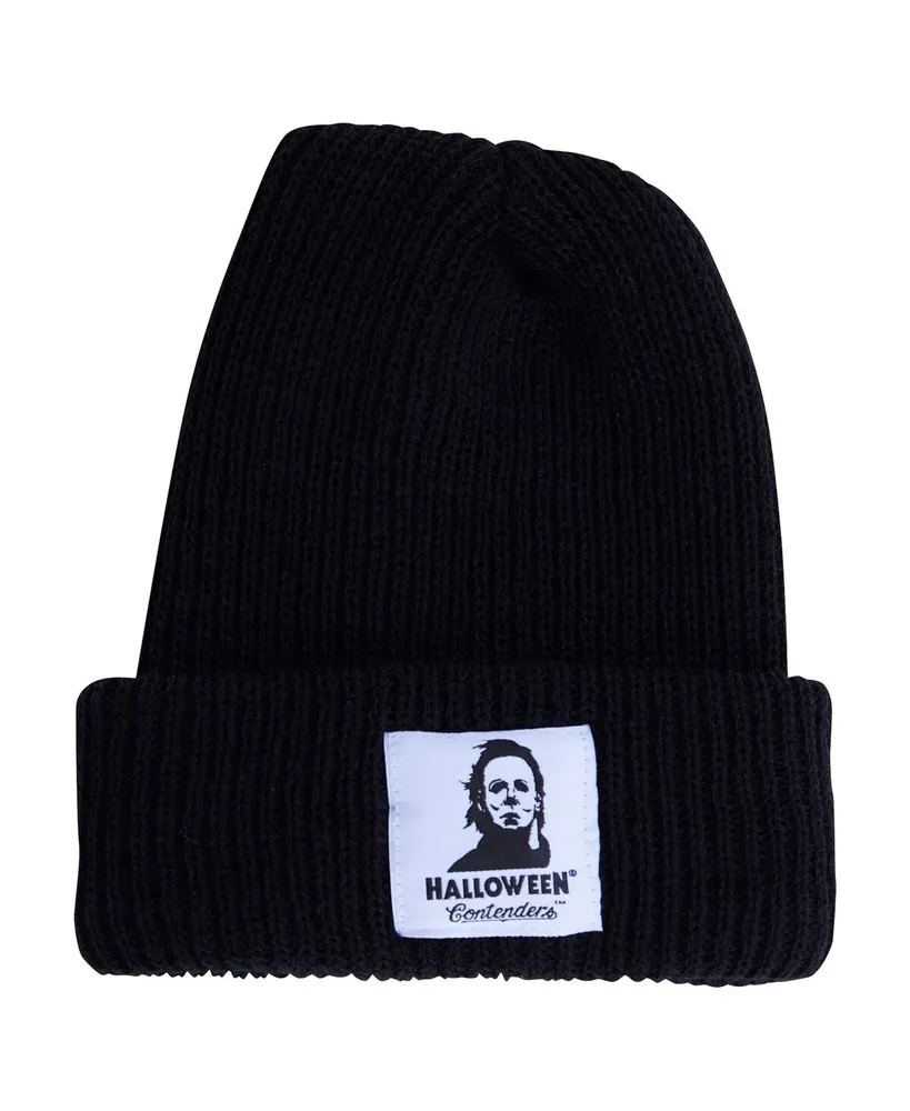 Men's and Women's Contenders Clothing Black Halloween Myers Face Cuffed Knit Hat