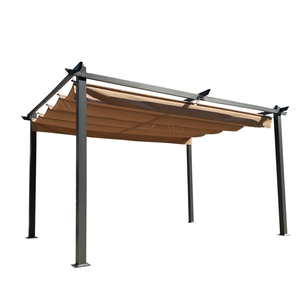 Simplie Fun 10FT Retractable Pergola Canopy for Outdoor Sun Shelter
