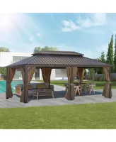 12x20FT patio gazebo, with steel canopy ,Outdoor Permanent Hardtop Gazebo Canopy for Patio, Garden, Backyard
