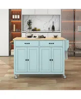 Simplie Fun Wood Top Kitchen Island Cart