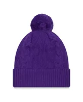 Women's New Era Purple Minnesota Vikings Cabled Cuffed Knit Hat with Pom