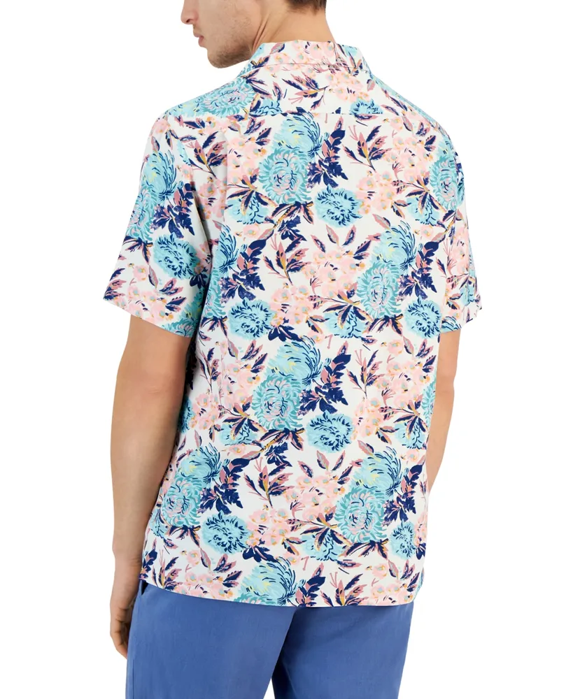 Club Room Men's Regular-Fit Floral-Print Button-Down Camp Shirt, Created for Macy's