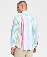 Club Room Men's Striped Poplin Shirt, Created for Macy's