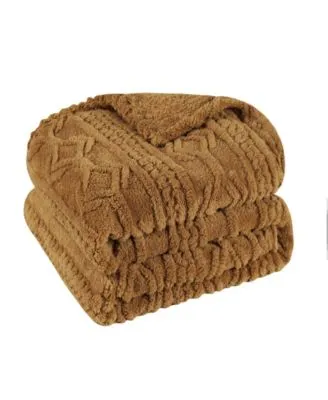 Superior Boho Knit Jacquard Fleece Plush Fluffy Blanket