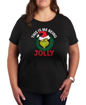 Air Waves Trendy Plus Size Grinch Graphic T-shirt