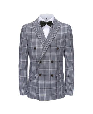 Braveman Men's 2-Piece Double Breasted Glen Plaid Slim Fit Suit