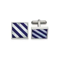 Chisel Stainless Steel Blue Shell Inlay Cufflinks