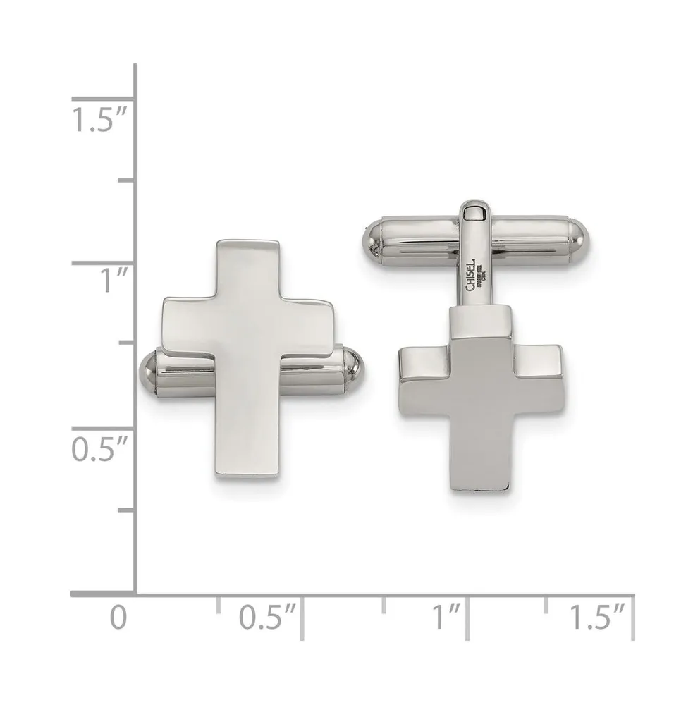 Chisel Stainless Steel Polished Cross Cufflinks