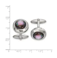 Chisel Stainless Steel Polished Black Circle Cufflinks