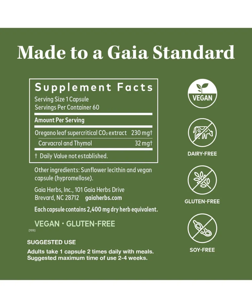 Gaia Herbs Oil of Oregano - Immune and Antioxidant Support Supplement to Help Sustain Overall Well-Being - With Oregano Oil, Carvacrol