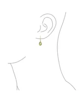 Classic Elegant Genuine 10K Gold Faceted Briolette Gemstone Bezel Set Oval Olive Green Peridot Dangle Drop Earrings For Women Wire Fish Hook