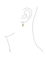 Bling Jewelry Classic Elegant 10K Gold Faceted Briolette Bezel Set Oval Olive Green Natural Peridot Dangle Drop Earrings For Women Wire Fish Hook