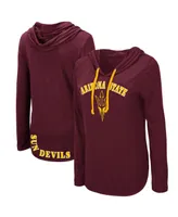 Women's Colosseum Maroon Arizona State Sun Devils My Lover Lightweight Hooded Long Sleeve T-shirt