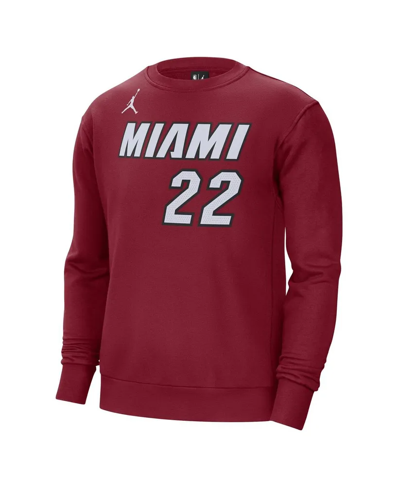 Men's Jordan Jimmy Butler Red Miami Heat Statement Name and Number Pullover Sweatshirt