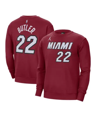 Men's Jordan Jimmy Butler Red Miami Heat Statement Name and Number Pullover Sweatshirt