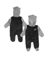 Newborn and Infant Boys Girls Black Carolina Hurricanes Game Nap Teddy Fleece Bunting Full-Zip Sleeper