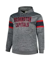 Men's Heather Charcoal Washington Capitals Big and Tall Stripe Pullover Hoodie