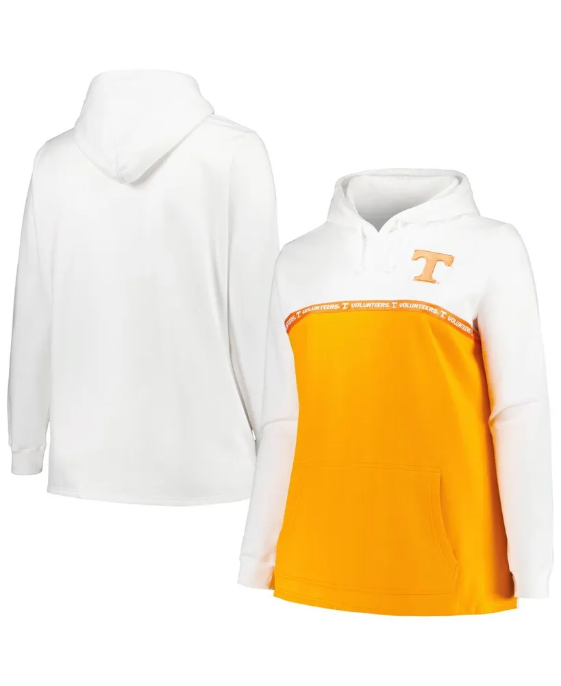 Women's Profile White, Tennessee Orange Tennessee Volunteers Plus Size Taping Pullover Hoodie