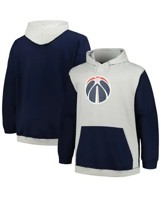 Men's Fanatics Navy, Silver Washington Wizards Big and Tall Primary Arctic Pullover Hoodie