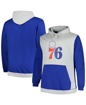 Men's Fanatics Royal, Silver Philadelphia 76ers Big and Tall Primary Arctic Pullover Hoodie