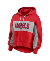 Women's Fanatics Red Los Angeles Angels Filled Stat Sheet Pullover Hoodie