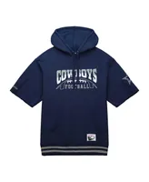 Men's Mitchell & Ness Navy Dallas Cowboys Pre-Game Short Sleeve Pullover Hoodie