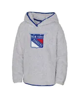 Big Girls Heather Gray New York Rangers Ultimate Teddy Fleece Pullover Hoodie