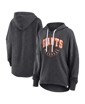 Women's Fanatics Heather Charcoal Distressed San Francisco Giants Luxe Pullover Hoodie