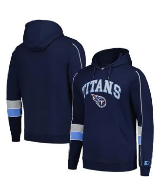 Men's Starter Navy Tennessee Titans Captain Pullover Hoodie