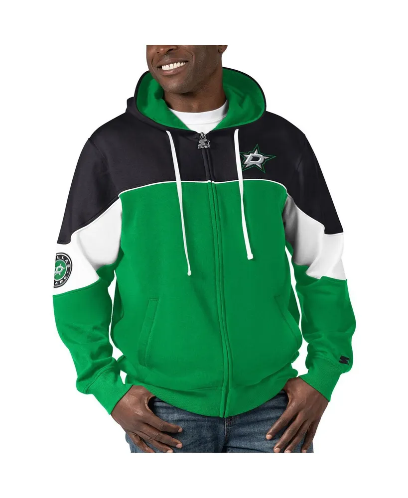 Men's Starter Kelly Green, Black Dallas Stars Power Forward Full-Zip Hoodie