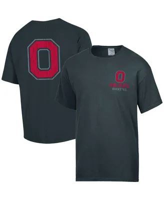 Men's Comfortwash Charcoal Distressed Ohio State Buckeyes Vintage-Like Logo T-shirt