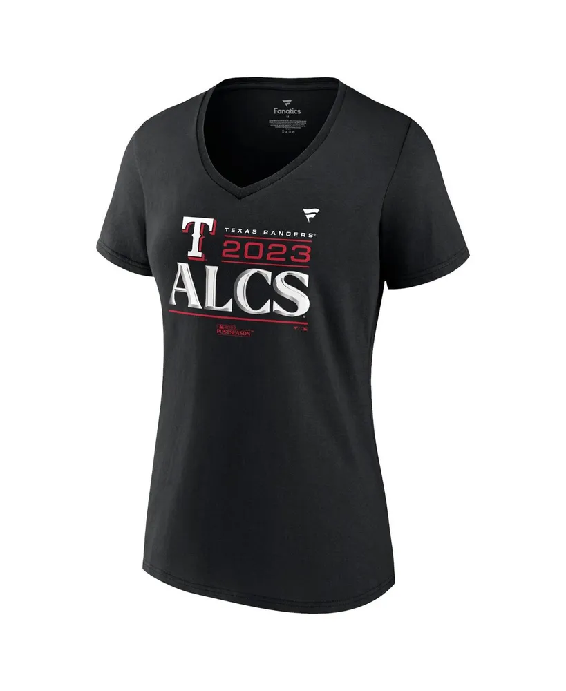 Women's Fanatics Black Texas Rangers 2023 Division Series Winner Locker Room Plus V-Neck T-shirt