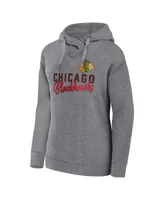 Women's Fanatics Heather Gray Chicago Blackhawks Script Favorite Pullover Hoodie