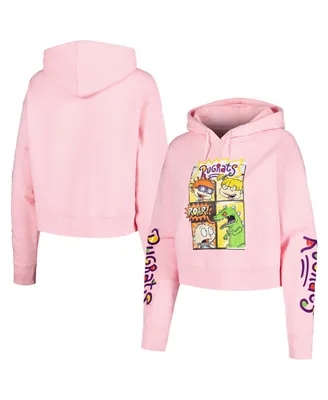 Men's and Women's Freeze Max Pink Rugrats Comic Strip Cropped Pullover Hoodie