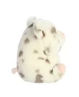 Aurora Mini Periwinkle Pig Rolly Pet Round Plush Toy White 6"