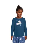 Lands' End Girls Child Long Sleeve Curved Hem Graphic Tee