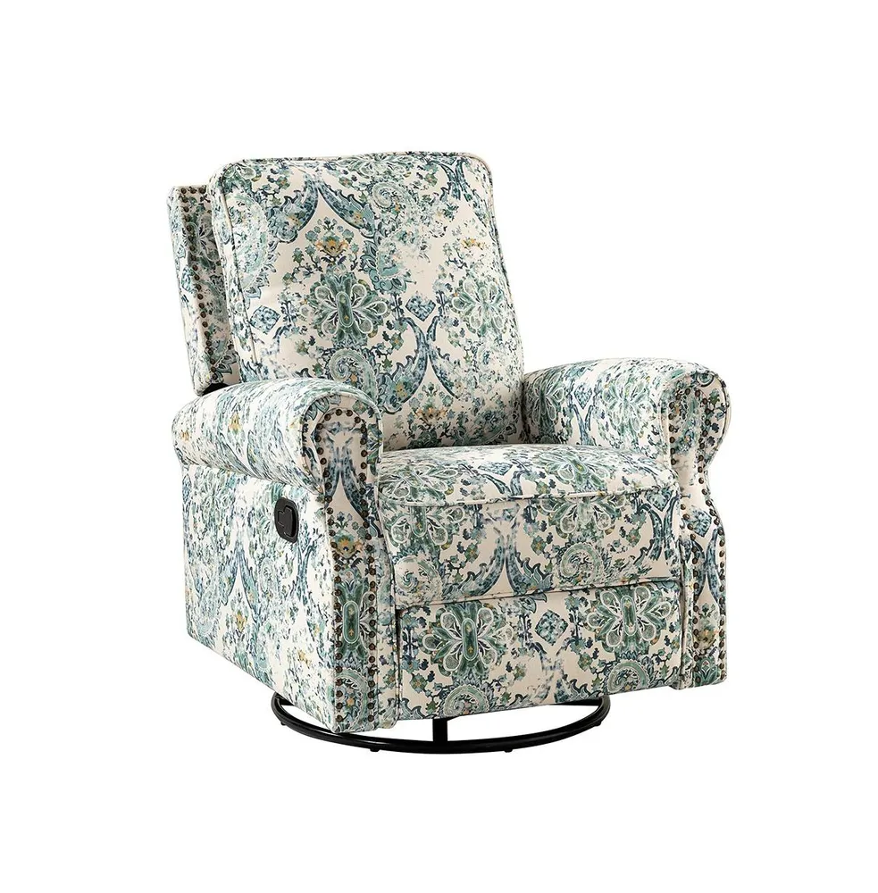 Hulala Home Evelia Floral Swivel Rocker Manual Recliner