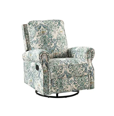 Hulala Home Evelia Floral Swivel Rocker Manual Recliner