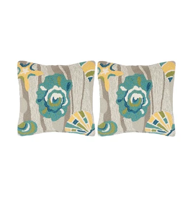 Safavieh Indoor/Outdoor Beyond The Sea 20" x Pillow (Set of 2)
