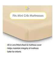 BreathableBaby All-in-One Fitted Sheet & Waterproof Cover for 38" x 24" Mini Crib Mattress (2-Pack