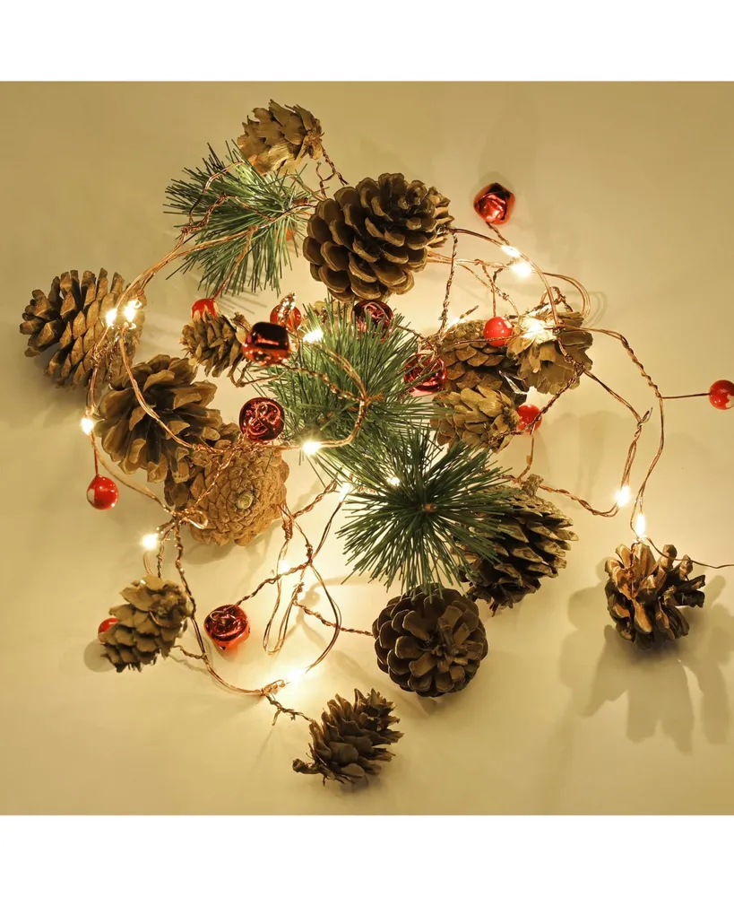 7.8 Ft 20 Led Pine Cone String Lights Battery Christmas Tree Garland Party Decor