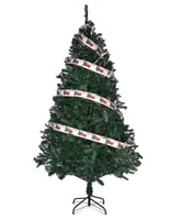 Yescom 7.5 Ft Artificial Christmas Tree Hinged Metal Stand W/1000 Branch Tips, For Home Party Holiday Decoration, Green